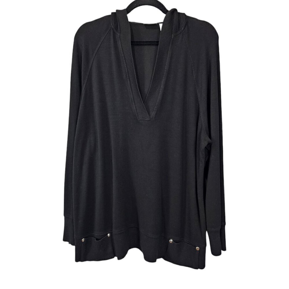 💥Zenergy By Chico's Long Sleeve V Neck Pullover Black Hoodie
